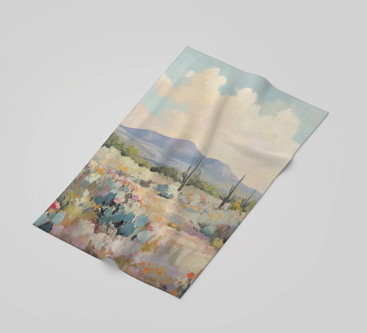 Paesaggio desertico con cactus telo mare da Melloi Art Print