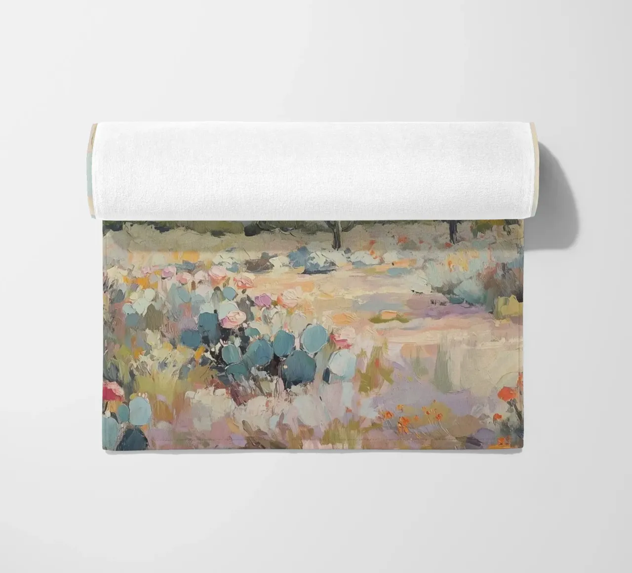 Paesaggio desertico con cactus telo mare da Melloi Art Print