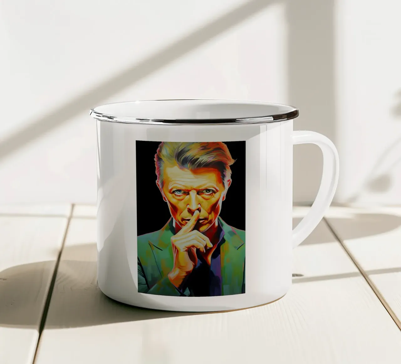 David Bowie, Stella eterna nera tazza in smalto da Carinaprint