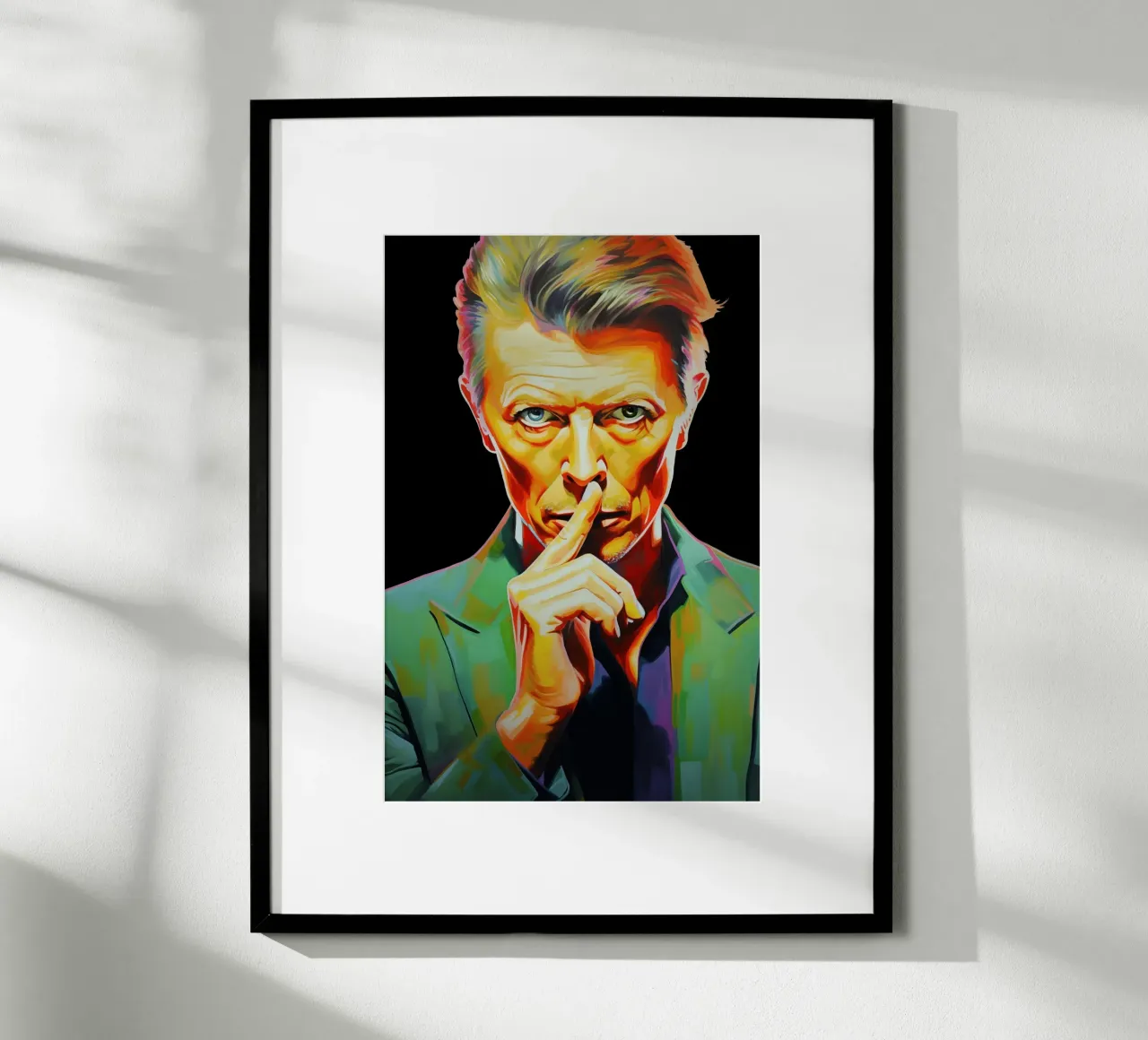 David Bowie, Stella eterna nera poster con telaio in plastica da Carinaprint