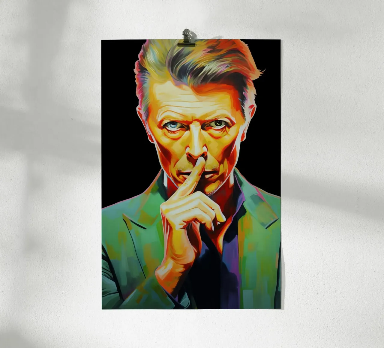 David Bowie, Stella eterna nera poster con telaio in plastica da Carinaprint