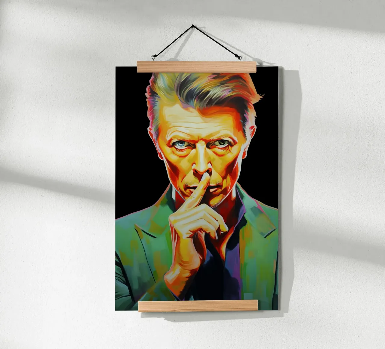 David Bowie, Stella eterna nera poster con telaio in plastica da Carinaprint