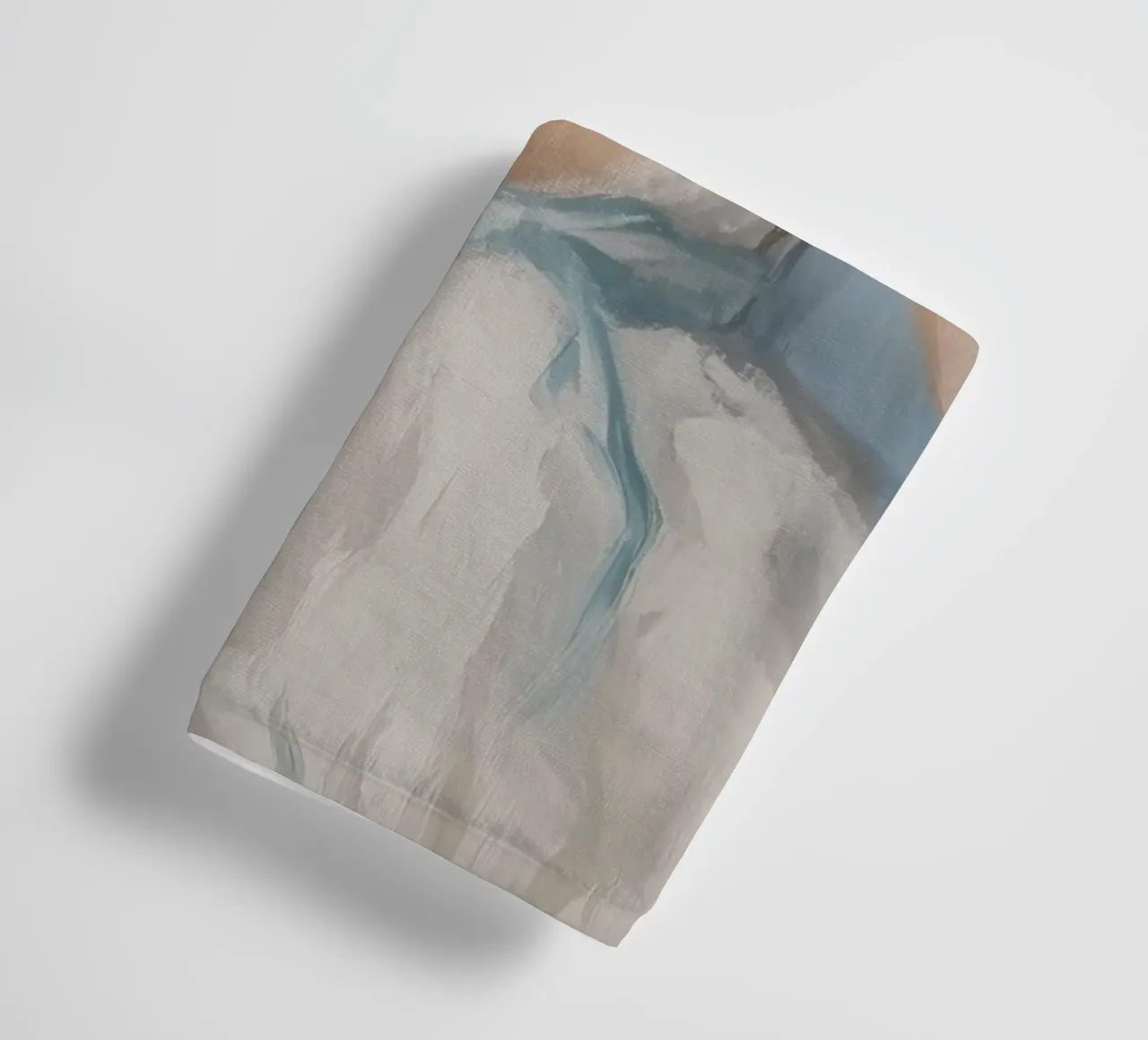 Portret met witte jurk en blauw lint badhanddoek van Melloi Art Print