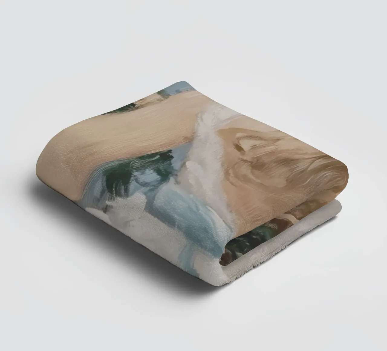 Portret met witte jurk en blauw lint badhanddoek van Melloi Art Print