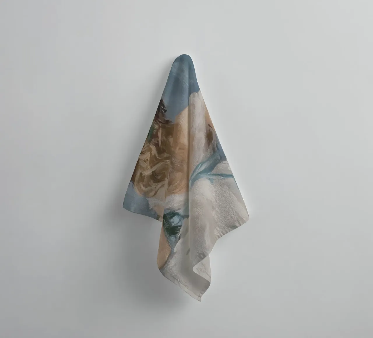 Portret met witte jurk en blauw lint badhanddoek van Melloi Art Print