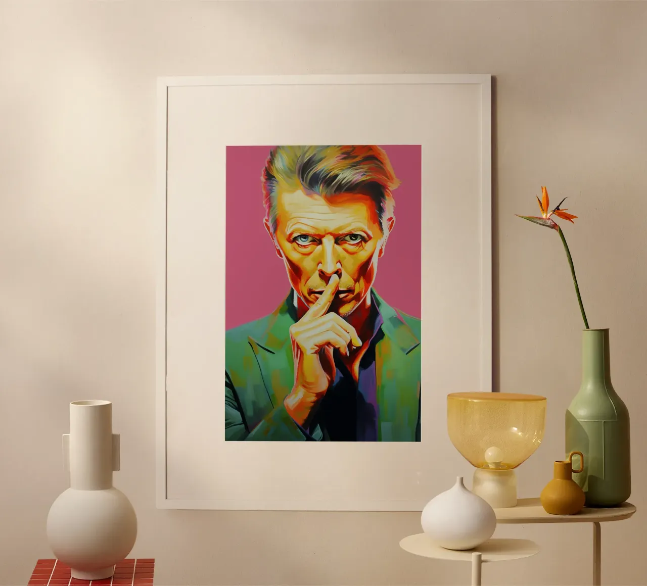 David Bowie, Ewiger Stern rosa Hahnemühle von Carinaprint