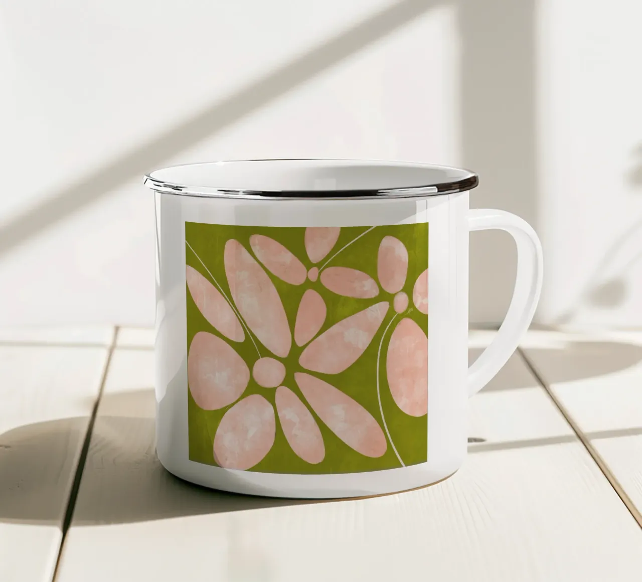 Large Flowers | Peach & Green tazza in smalto da sabidussi