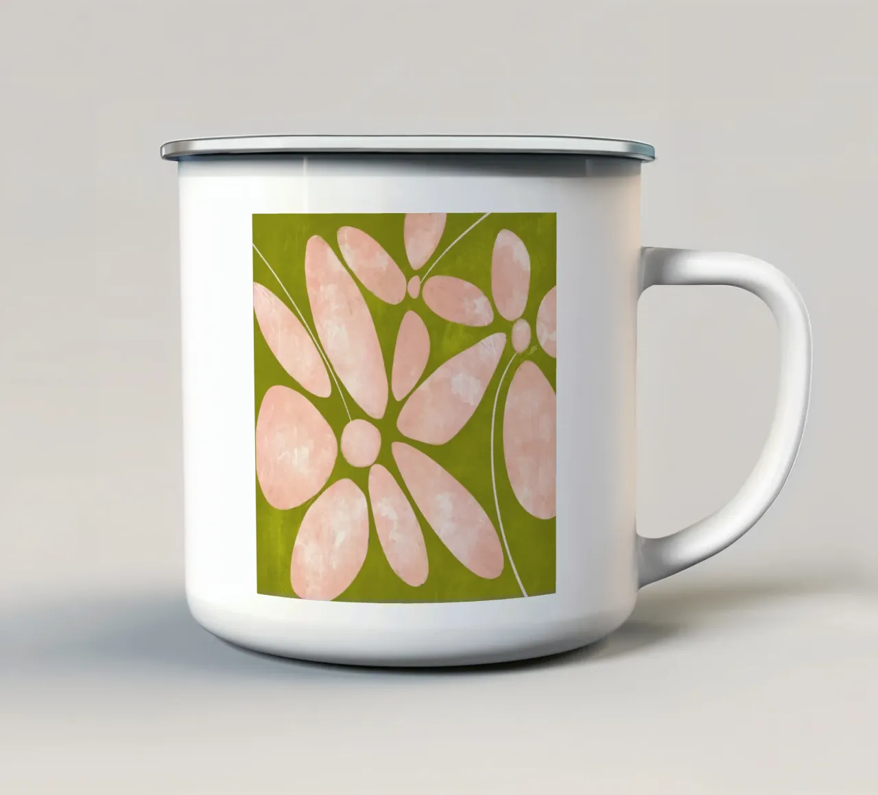 Large Flowers | Peach & Green tazza in smalto da sabidussi