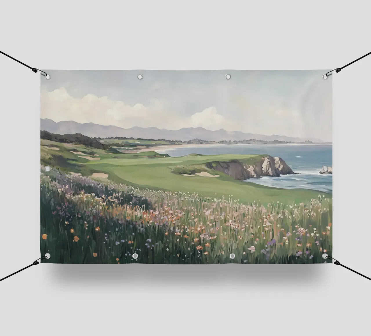 Paesaggio di fiori selvatici costieri telo in pvc da Melloi Art Print