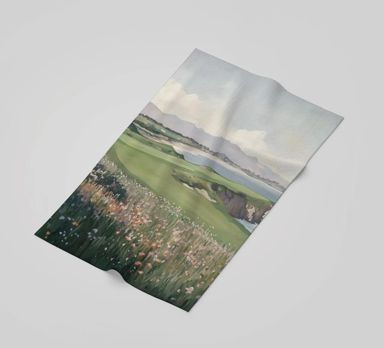 Paesaggio di fiori selvatici costieri telo mare da Melloi Art Print