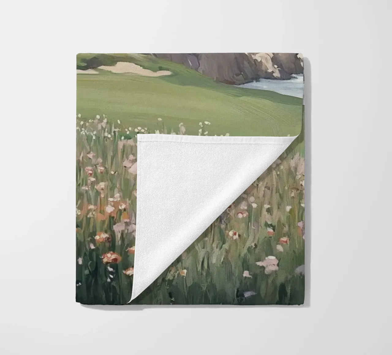 Paesaggio di fiori selvatici costieri telo mare da Melloi Art Print