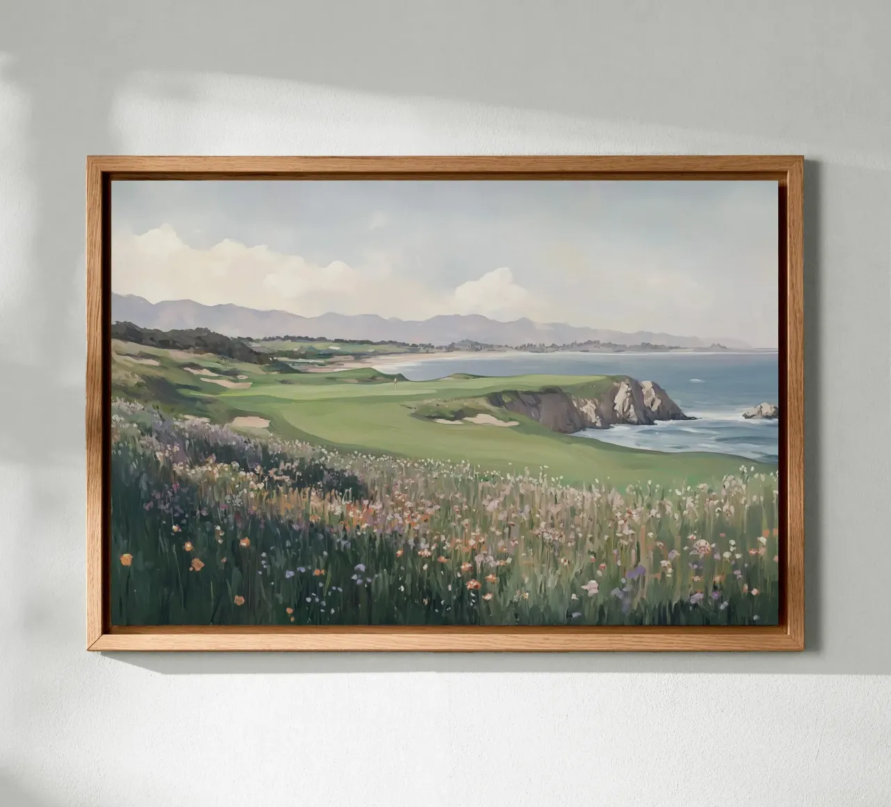 Paesaggio di fiori selvatici costieri tela con Cornice a cassetta da Melloi Art Print