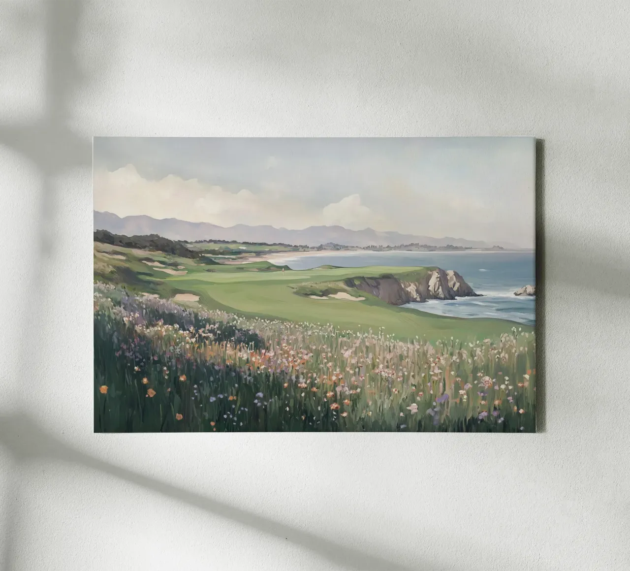 Paesaggio di fiori selvatici costieri tela con Cornice a cassetta da Melloi Art Print