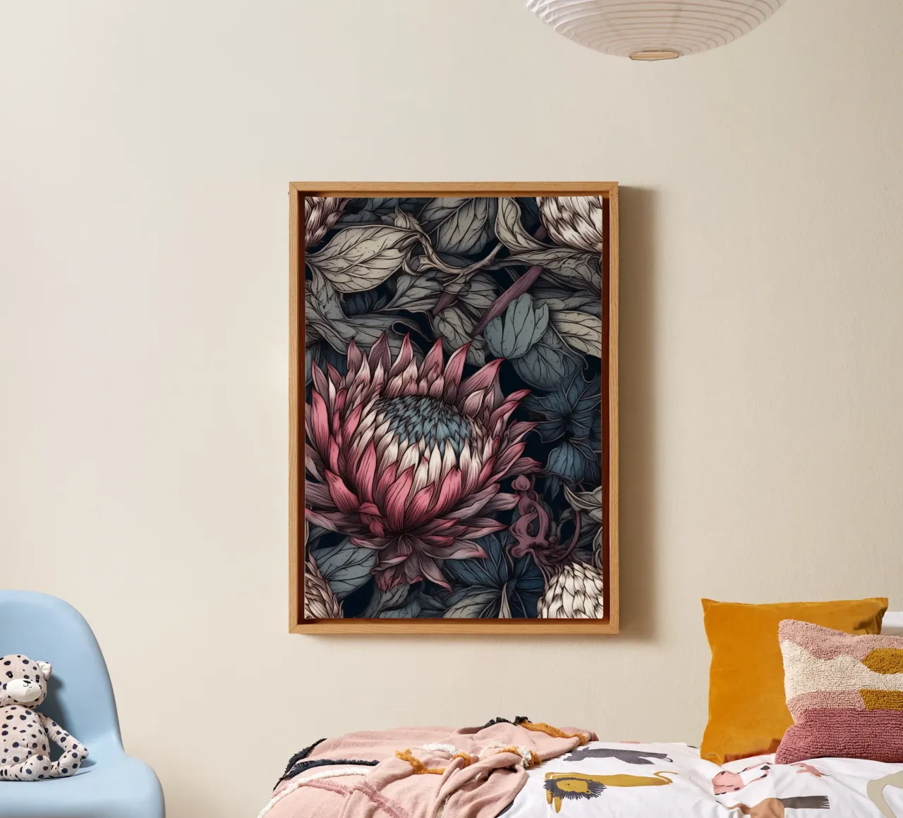 Geheime tuin flora kunst canvas met Baklijst van Justyna Jaszke JBJart