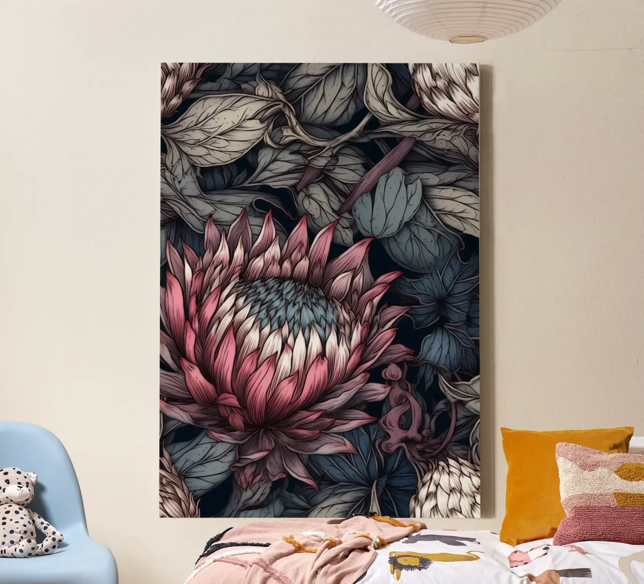 Geheime tuin flora kunst canvas met Baklijst van Justyna Jaszke JBJart