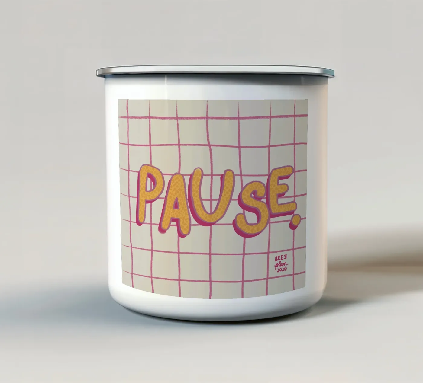 Pause. enamel mug by Beeeplan