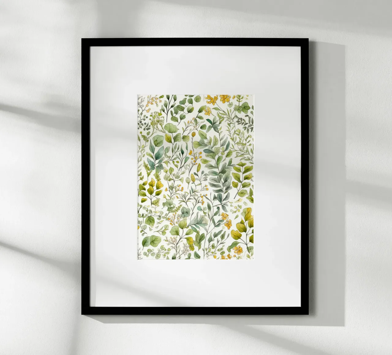 Piccoli fiori e foglie modello natura arte poster con telaio in alluminio da Justyna Jaszke JBJart