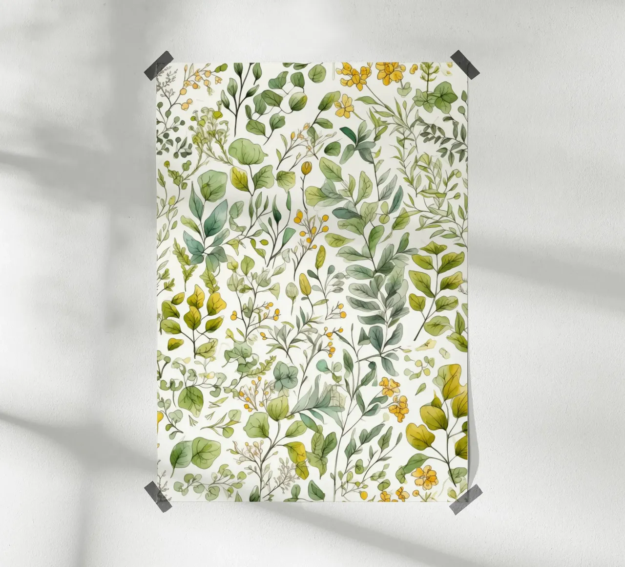 Piccoli fiori e foglie modello natura arte poster con telaio in alluminio da Justyna Jaszke JBJart