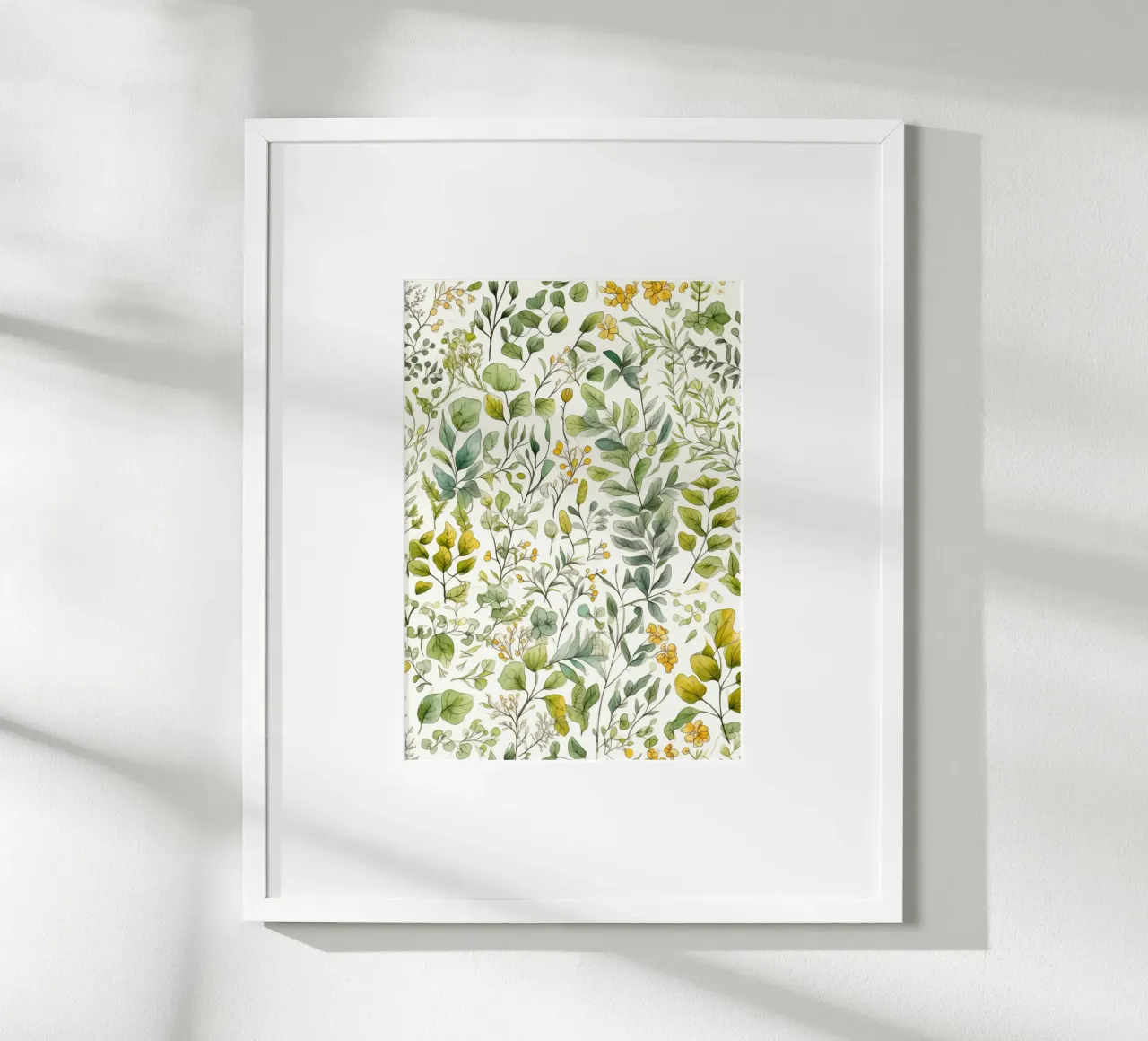Piccoli fiori e foglie modello natura arte poster con telaio in alluminio da Justyna Jaszke JBJart
