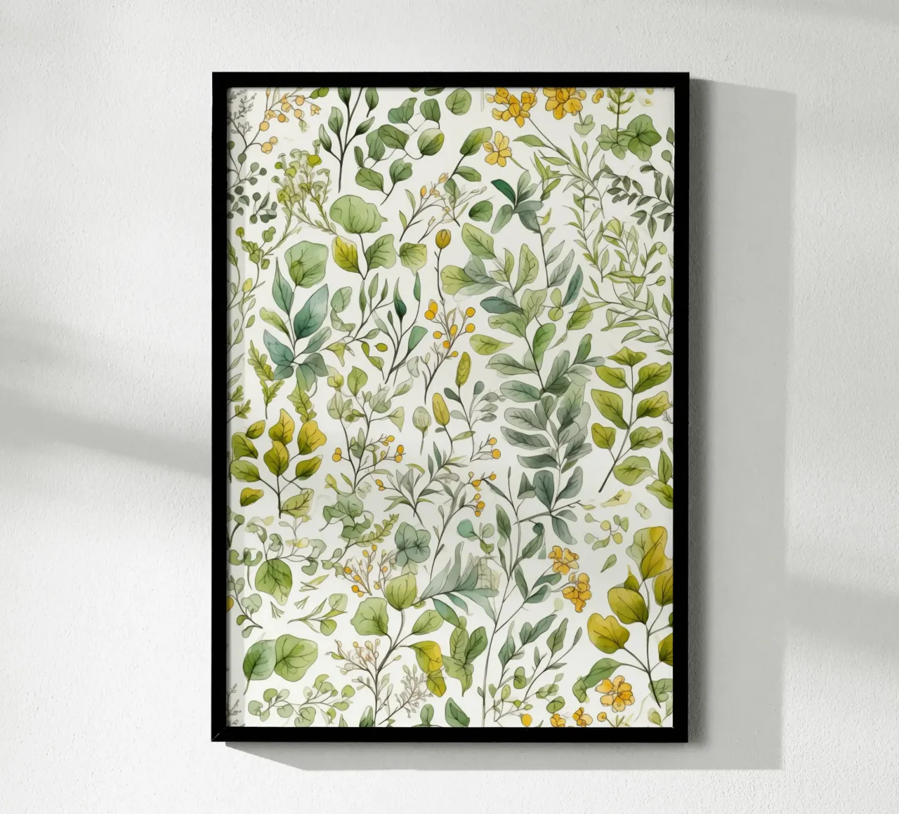 Piccoli fiori e foglie modello natura arte poster con telaio in alluminio da Justyna Jaszke JBJart