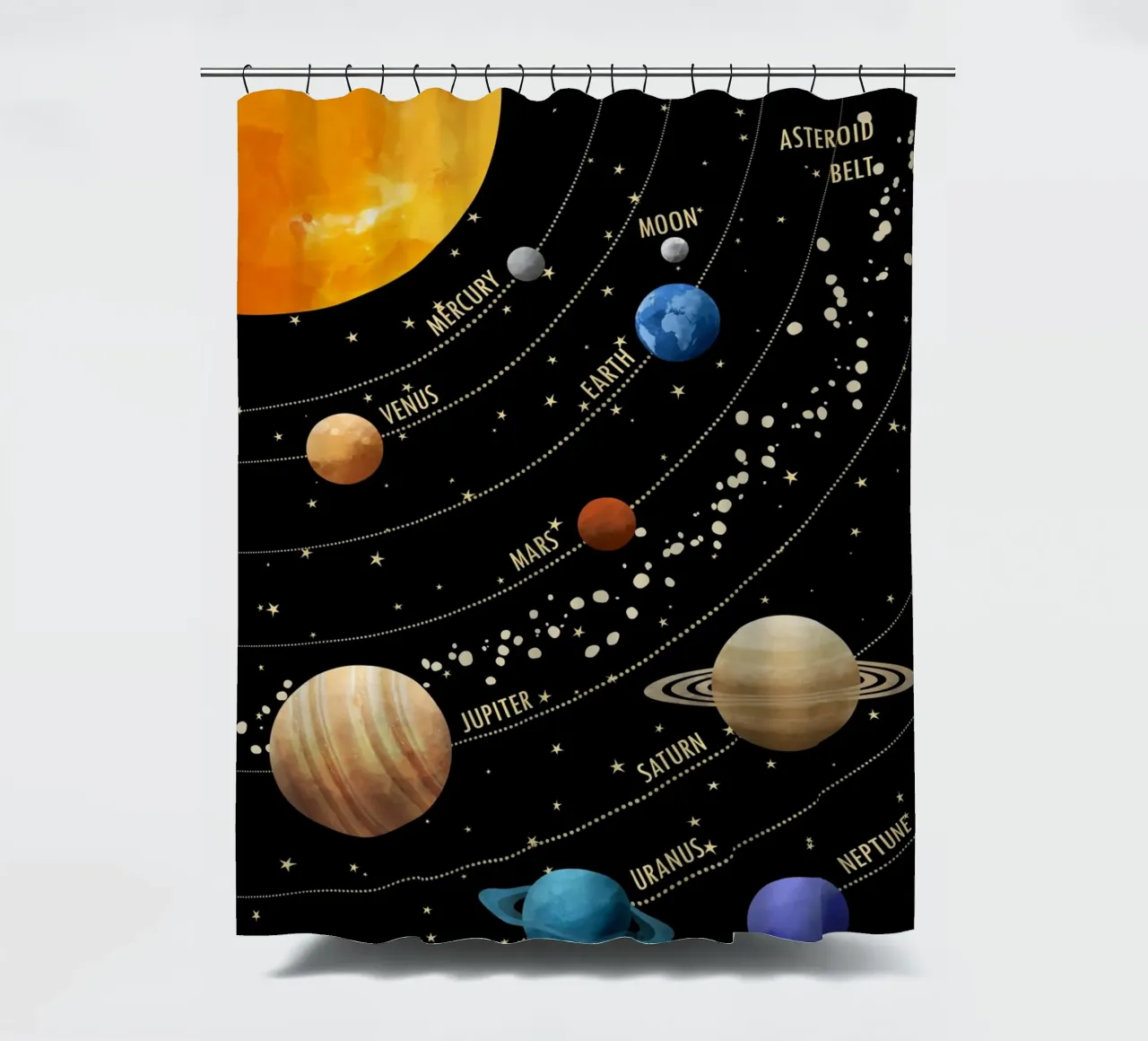 Cats & Dotz - Sistema solare 01 tenda da doccia da The Artcircle
