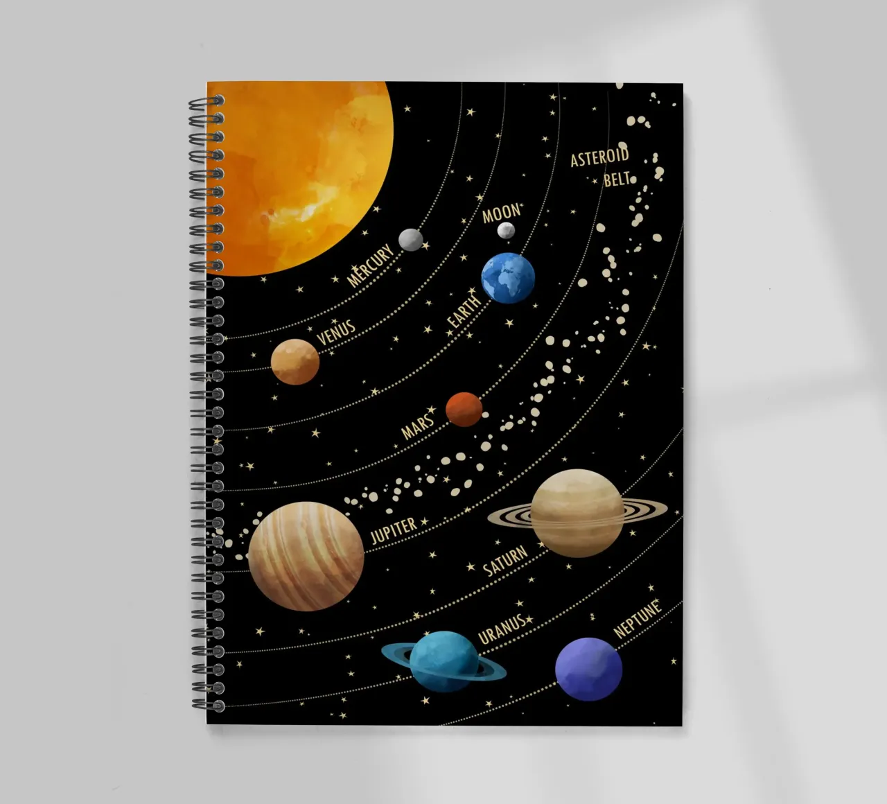 Cats & Dotz - Solar system 01 spiral notebook by The Artcircle