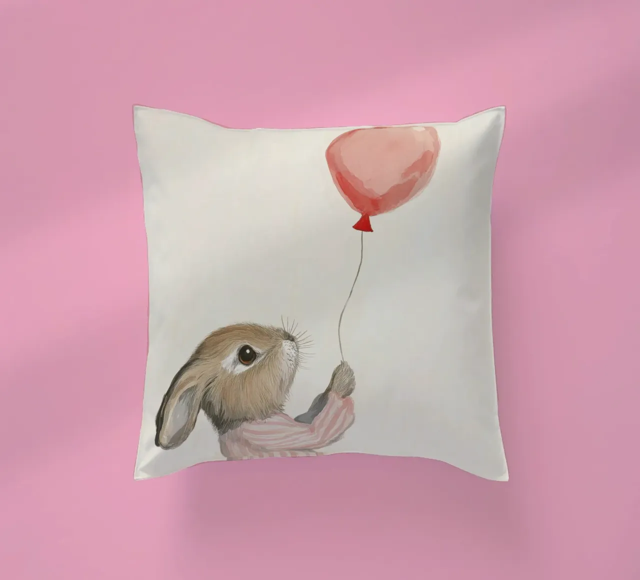Bunny And Balloon decorative cushion by treechild