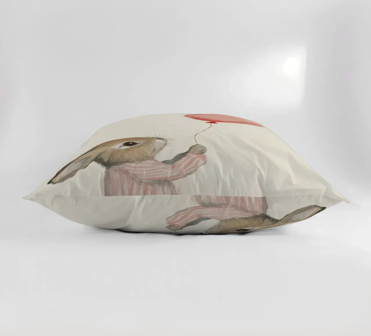 Bunny And Balloon decorative cushion by treechild