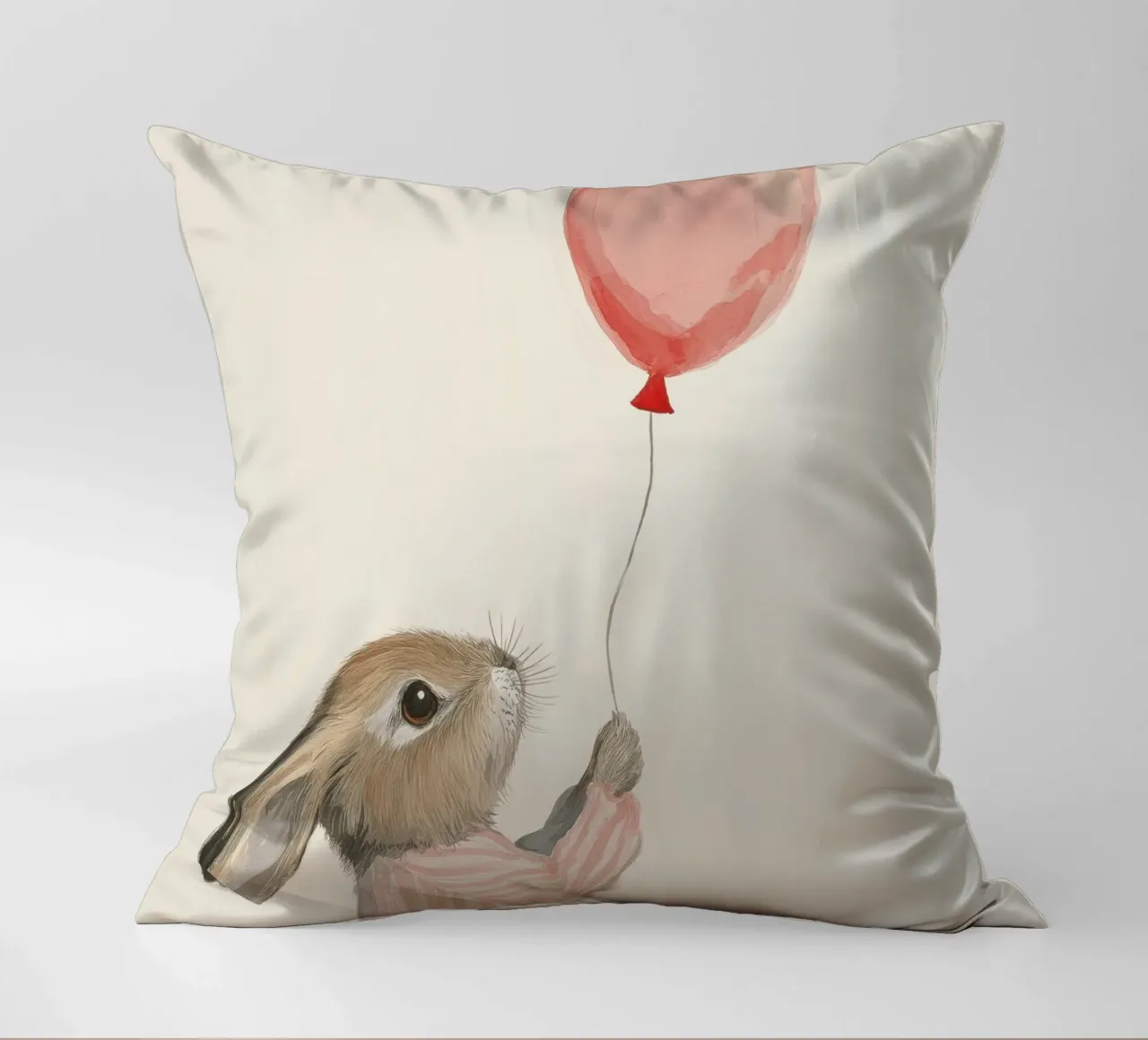 Bunny And Balloon decorative cushion by treechild