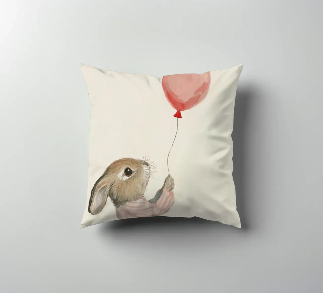 Bunny And Balloon decorative cushion by treechild