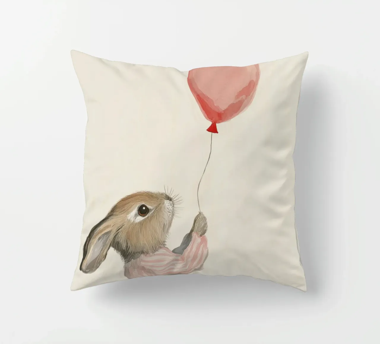 Bunny And Balloon decorative cushion by treechild