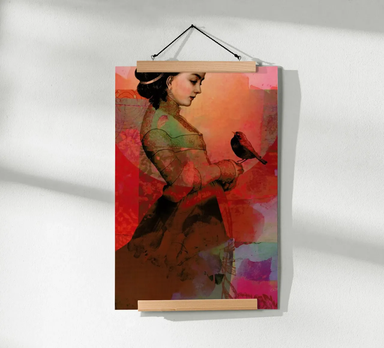 Lady In Red poster con telaio in alluminio da Catrin Welz-Stein