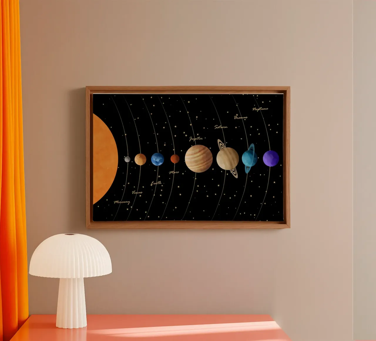 Cats & Dotz - Sistema solare 03 tela con Cornice a cassetta da The Artcircle