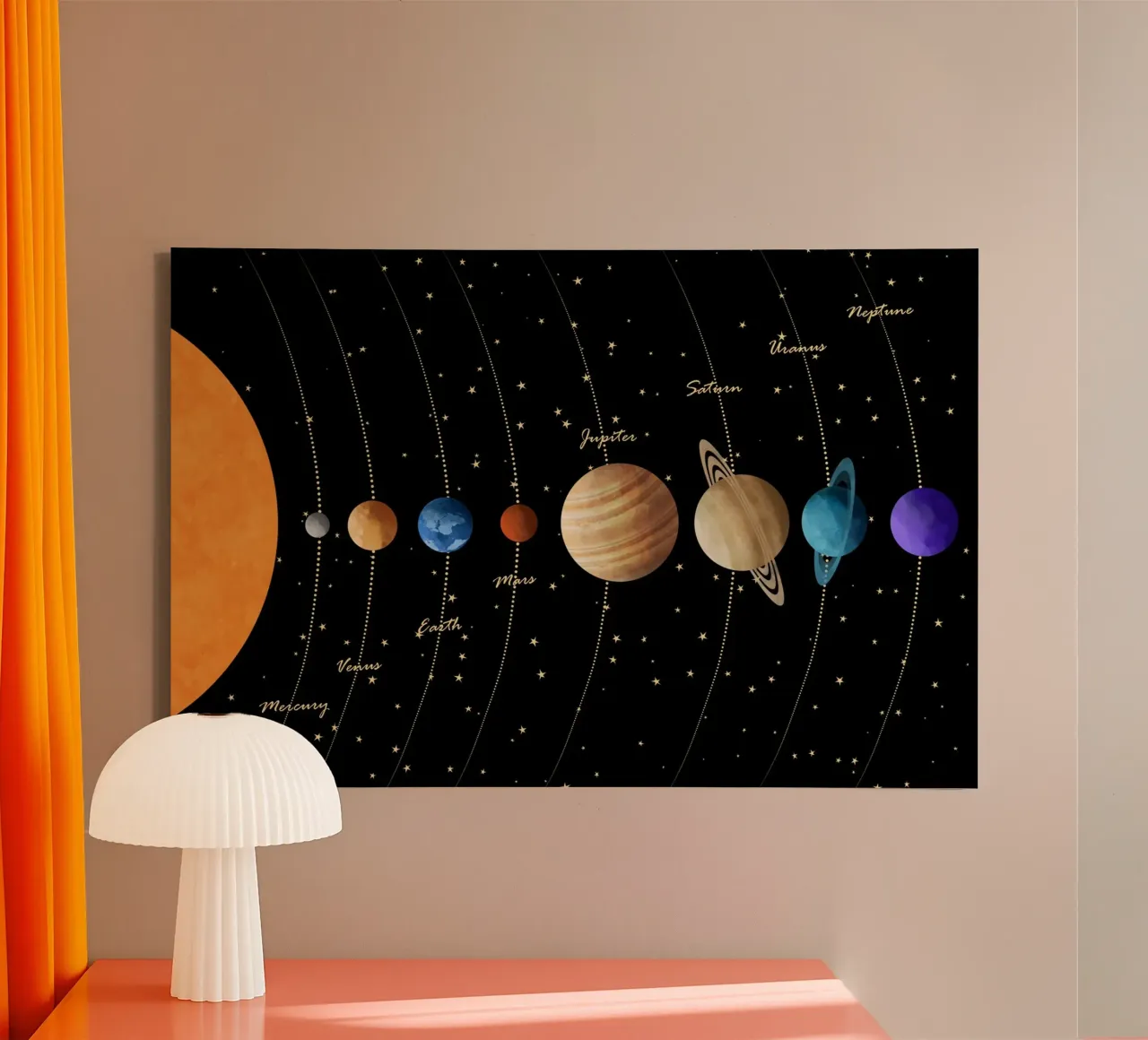Cats & Dotz - Sistema solare 03 tela con Cornice a cassetta da The Artcircle