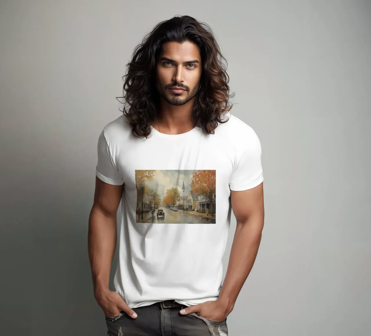 Herbstdorf Stadt T-Shirt von Melloi Art Print