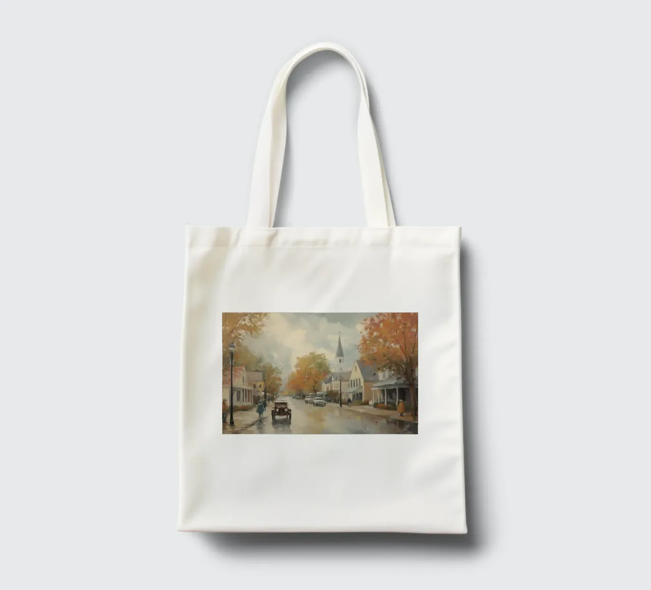 Herbstdorf Stadt Jutebeutel von Melloi Art Print