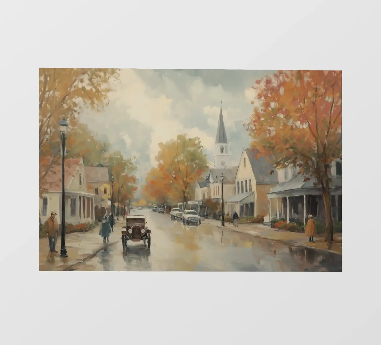 Città del villaggio autunnale pellicola backlit da Melloi Art Print