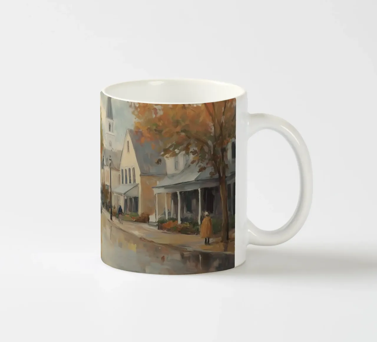 Herfstdorp Stad keramische mok van Melloi Art Print