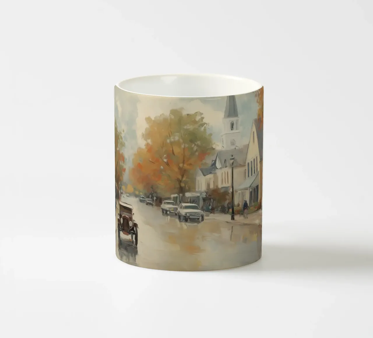 Herfstdorp Stad keramische mok van Melloi Art Print