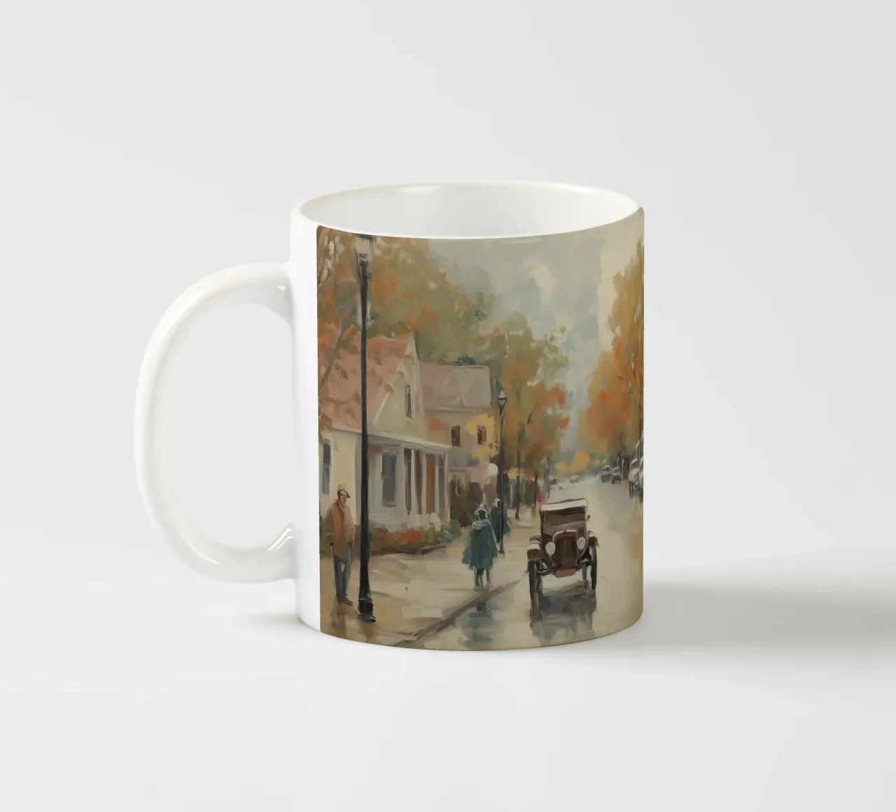 Herfstdorp Stad keramische mok van Melloi Art Print
