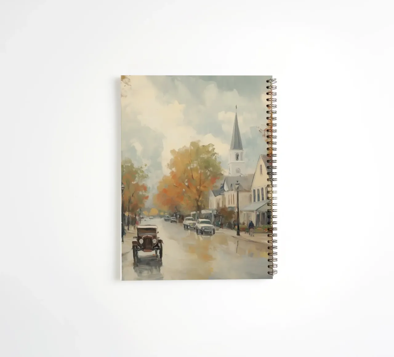 Autumn Village Town spiral notebook by Melloi Art Print