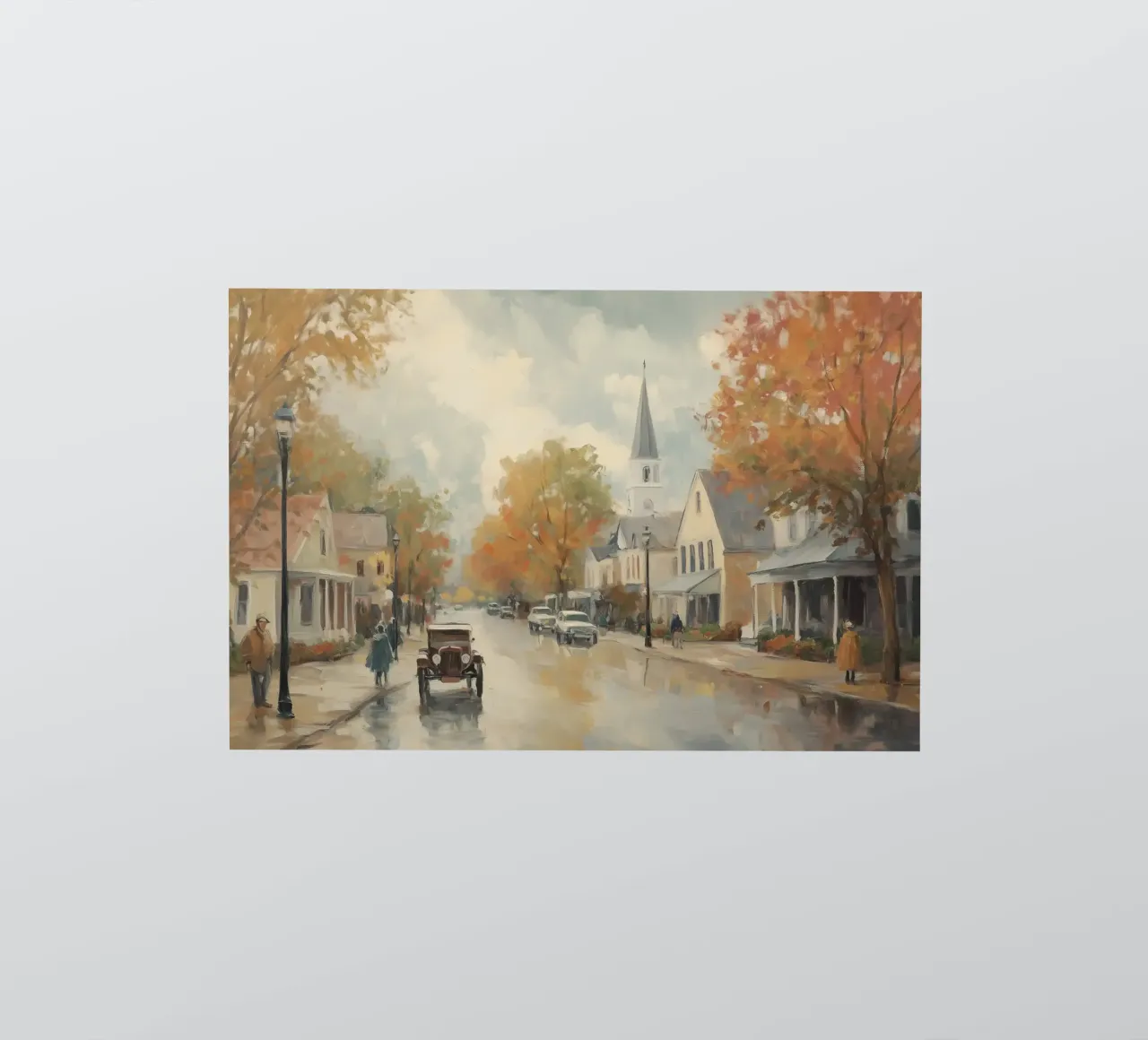 Autumn Village Town sticker by Melloi Art Print