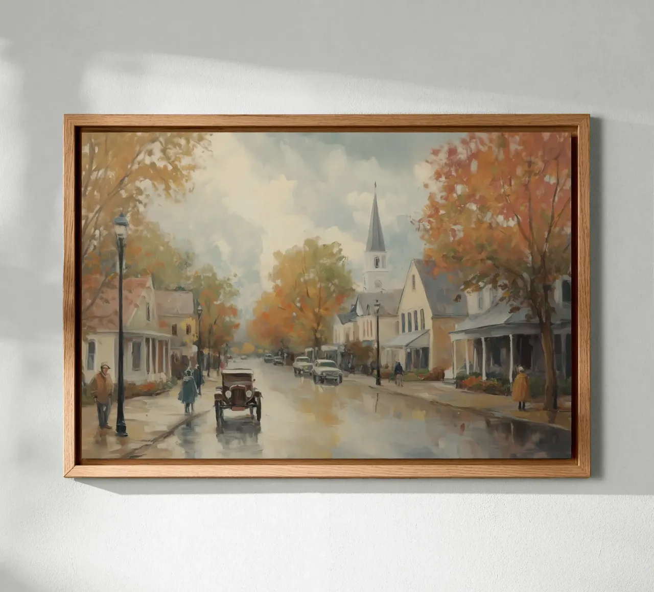 Autumn Village Town canvas by Melloi Art Print