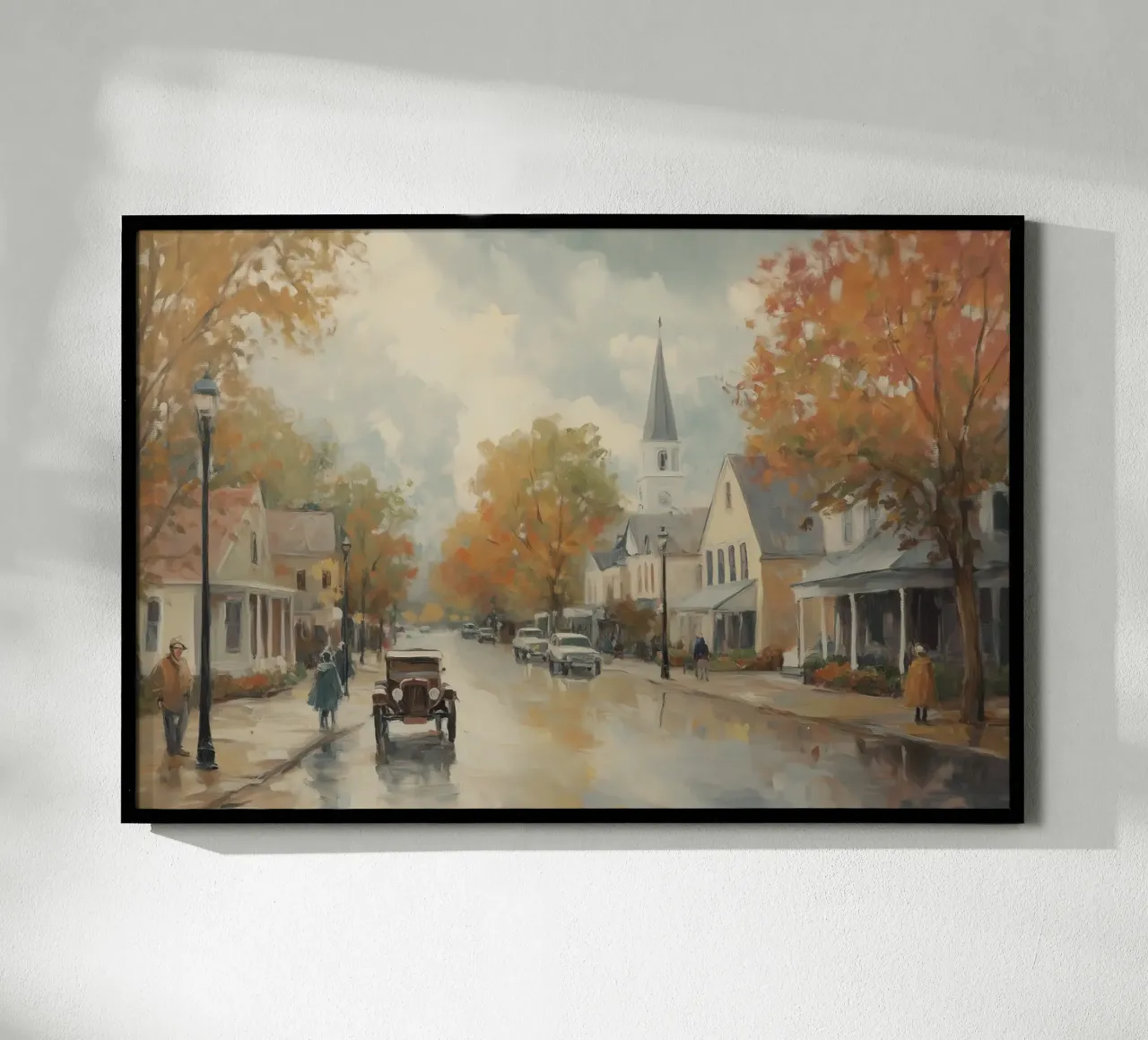 Autumn Village Town poster by Melloi Art Print