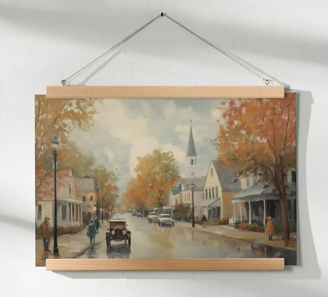 Autumn Village Town poster by Melloi Art Print