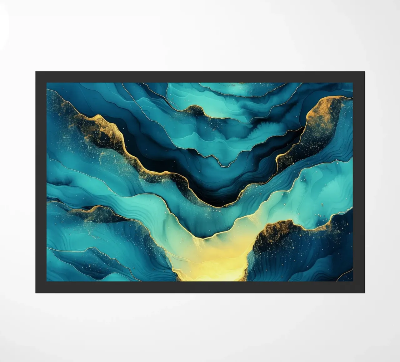 Blauwe abstractiegolven deurmat van Justyna Jaszke JBJart