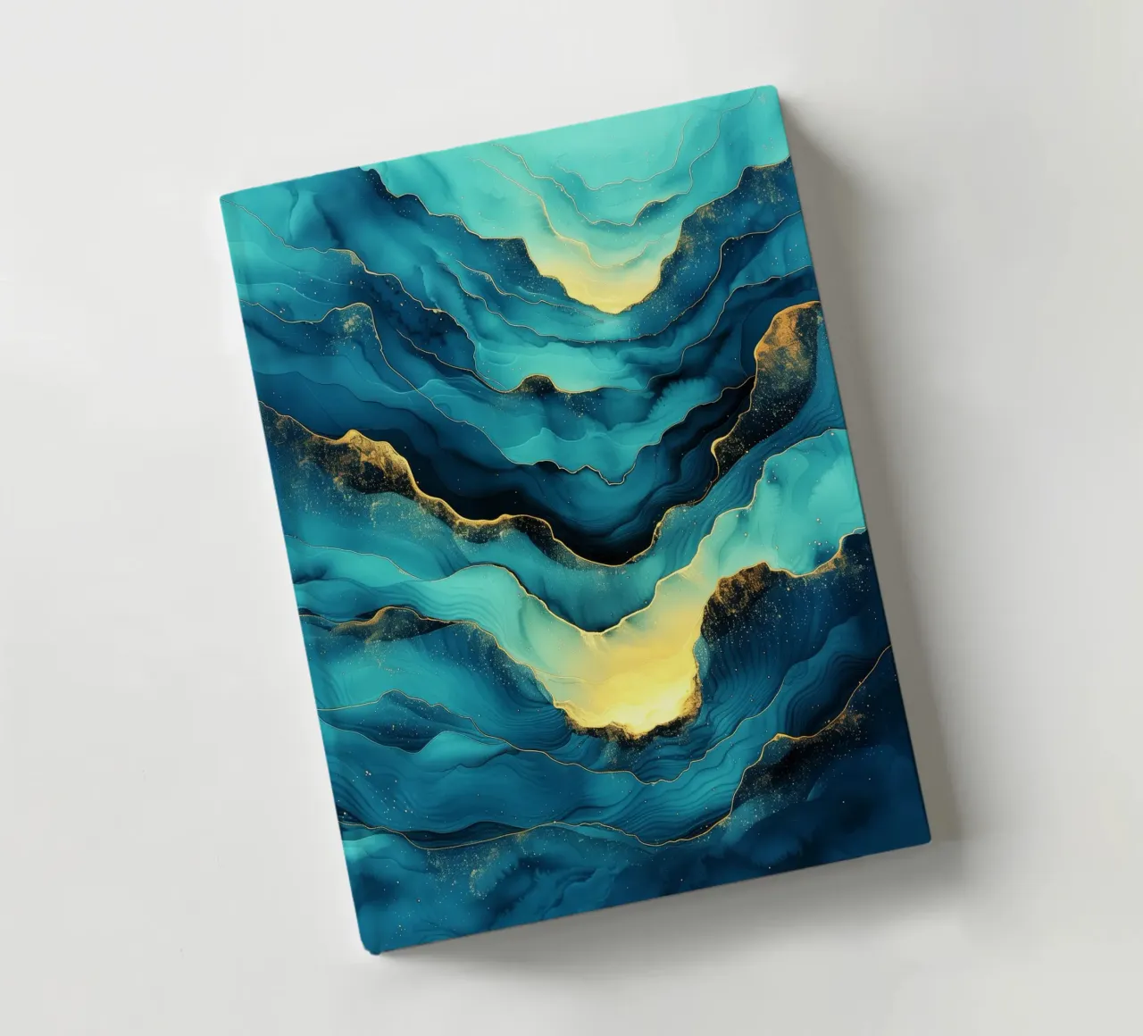 Blauwe abstractiegolven notitieboek van Justyna Jaszke JBJart