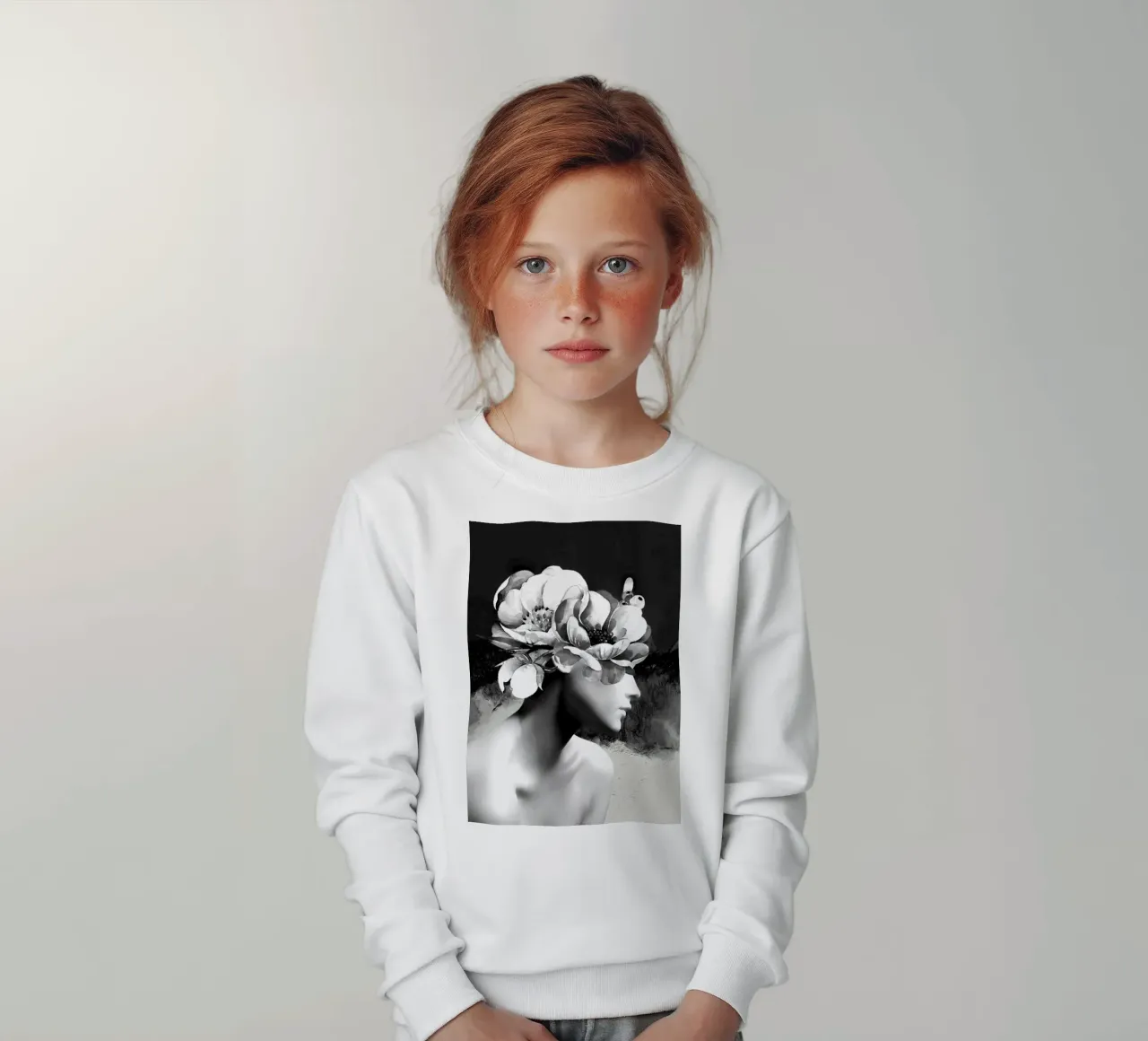 Ritratto floreale - bianco e nero felpa bambino da dada22