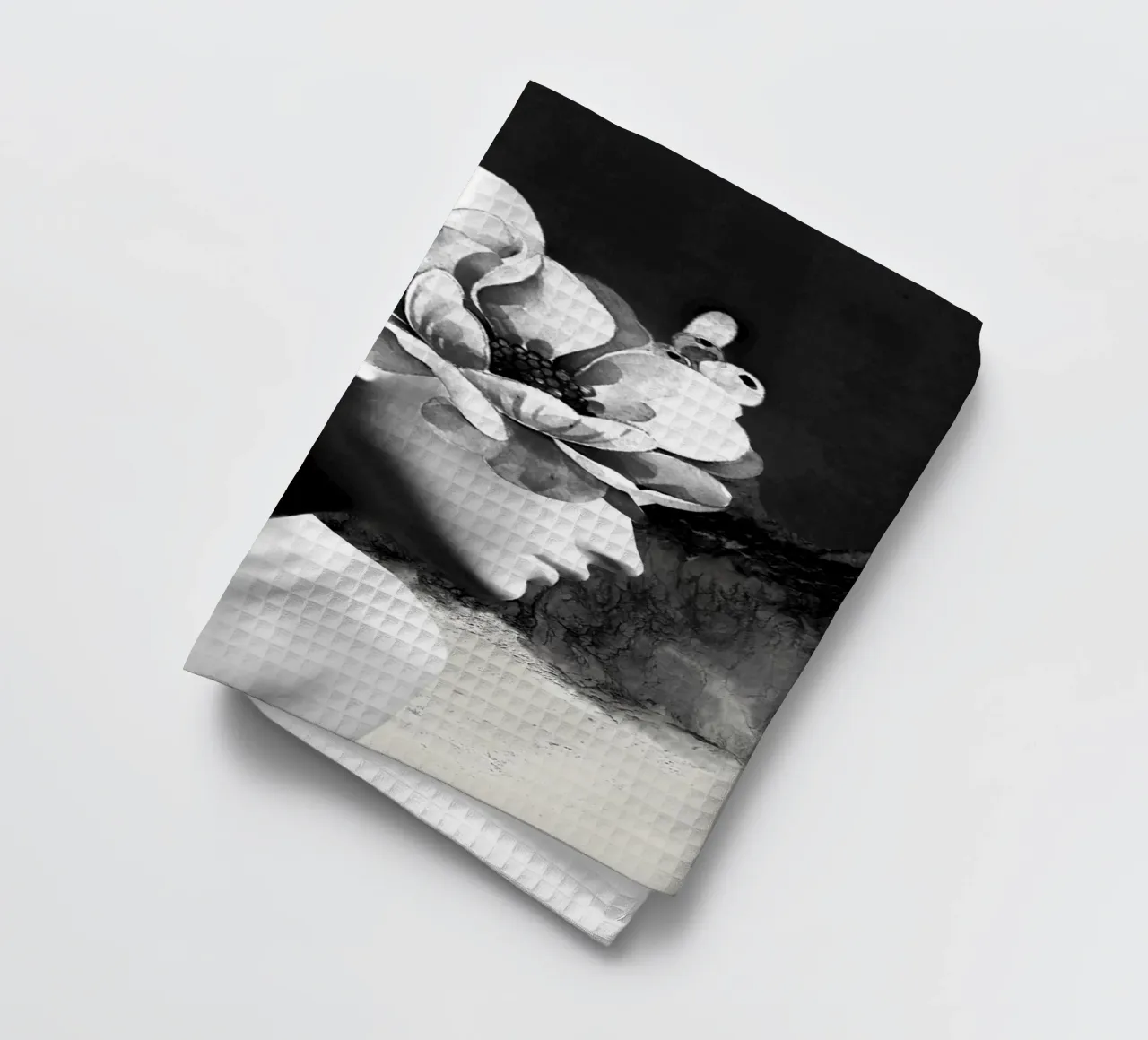 Floral Portrait-black and white tea towel by dada22