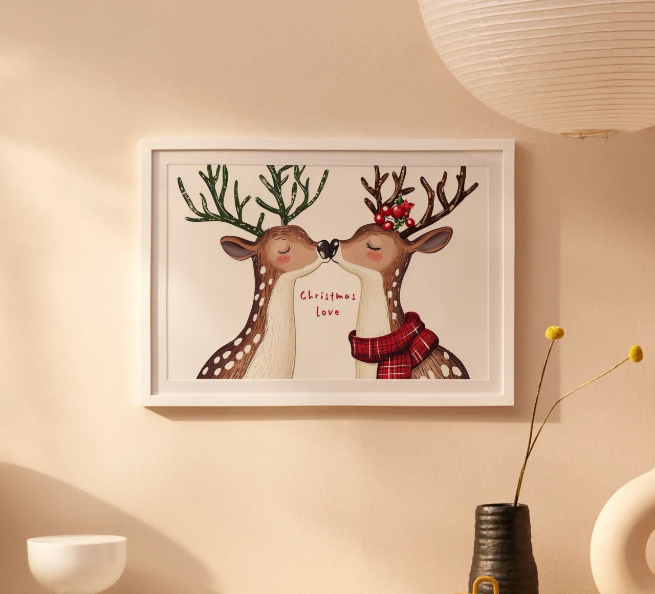 Rendier kerstliefde poster van Carinaprint